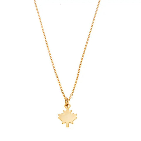 Maple Leaf Charm Necklace Gold