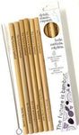 6 bamboo straws plus cleaner shown in package and next to package.