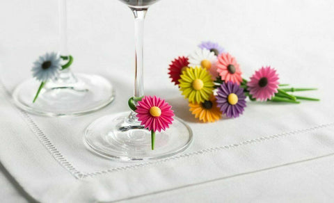 Daisy Wine Glass Charms Set of 12