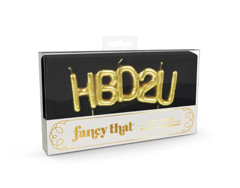 HBD2U Candles in white and gold Fancy That package.