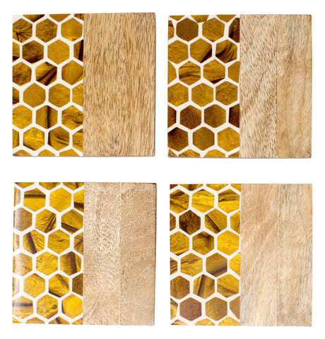 Honeycomb Wood Coasters S/4