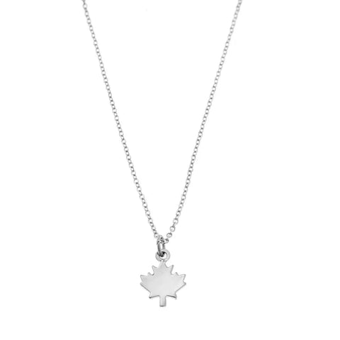Maple Leaf Charm Necklace Silver