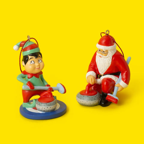 Santa and Elf Curling Ornament Pack