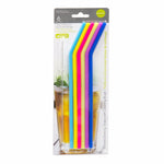 Silicone Drinking Straws with Cleaning Brush Set of 6